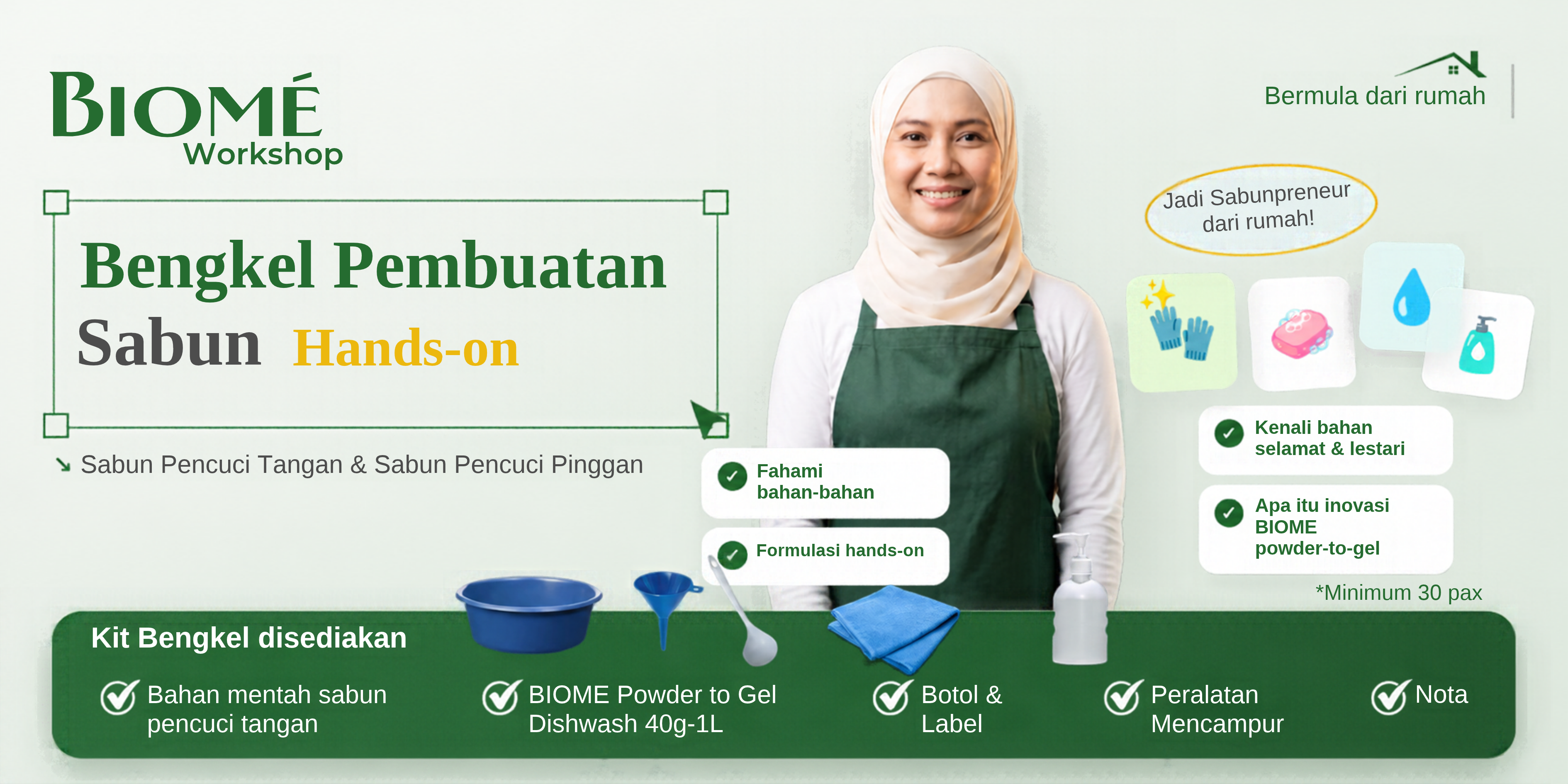 Bengkel Pembuatan Sabun Hands-On BIOME: Belajar Membuat Sabun Pencuci Tangan & Sabun Pencuci Pinggan